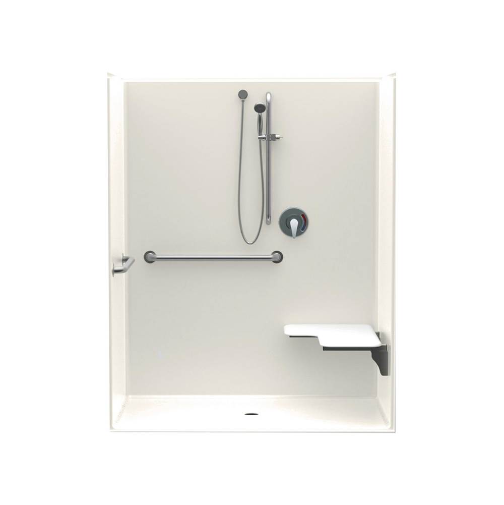 Aquatic 1603BFSB 60 x 34 AcrylX Alcove Center Drain One-Piece Shower in Biscuit
