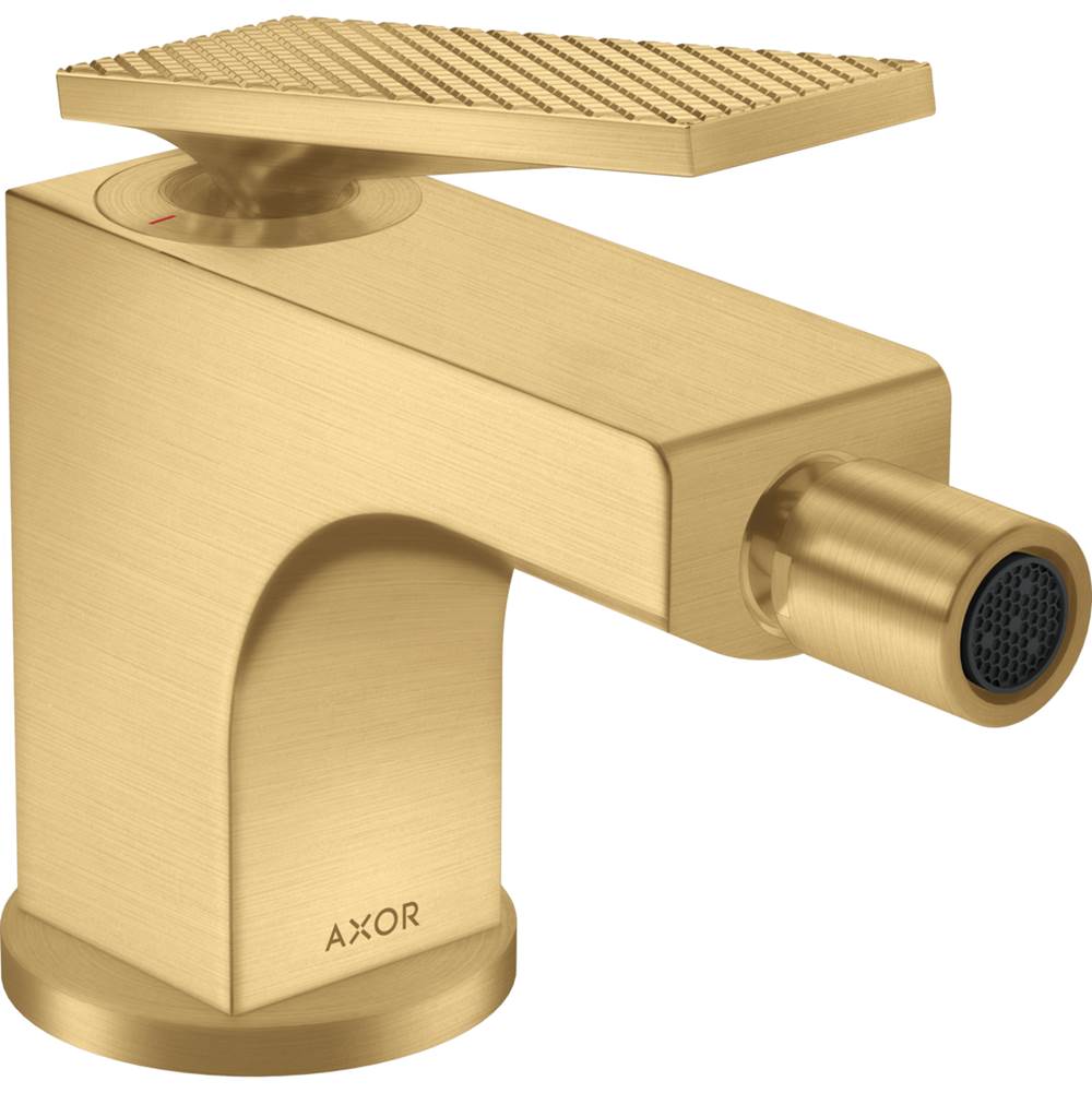Axor Citterio Single-Hole Bidet Faucet with Pop-Up Drain- Rhombic Cut, 1.5 GPM in Brushed Gold Optic