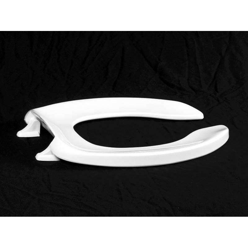 Centoco Luxury Antimicrobial Plastic Toilet Seat, Open Front Less Cover, White, Elongated Bowl with FAST-N-LOCK Technology