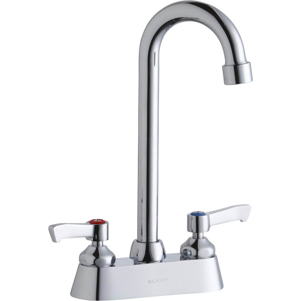 Elkay 4'' Centerset with Exposed Deck Faucet with 5'' Gooseneck Spout 2'' Lever Handles Chrome