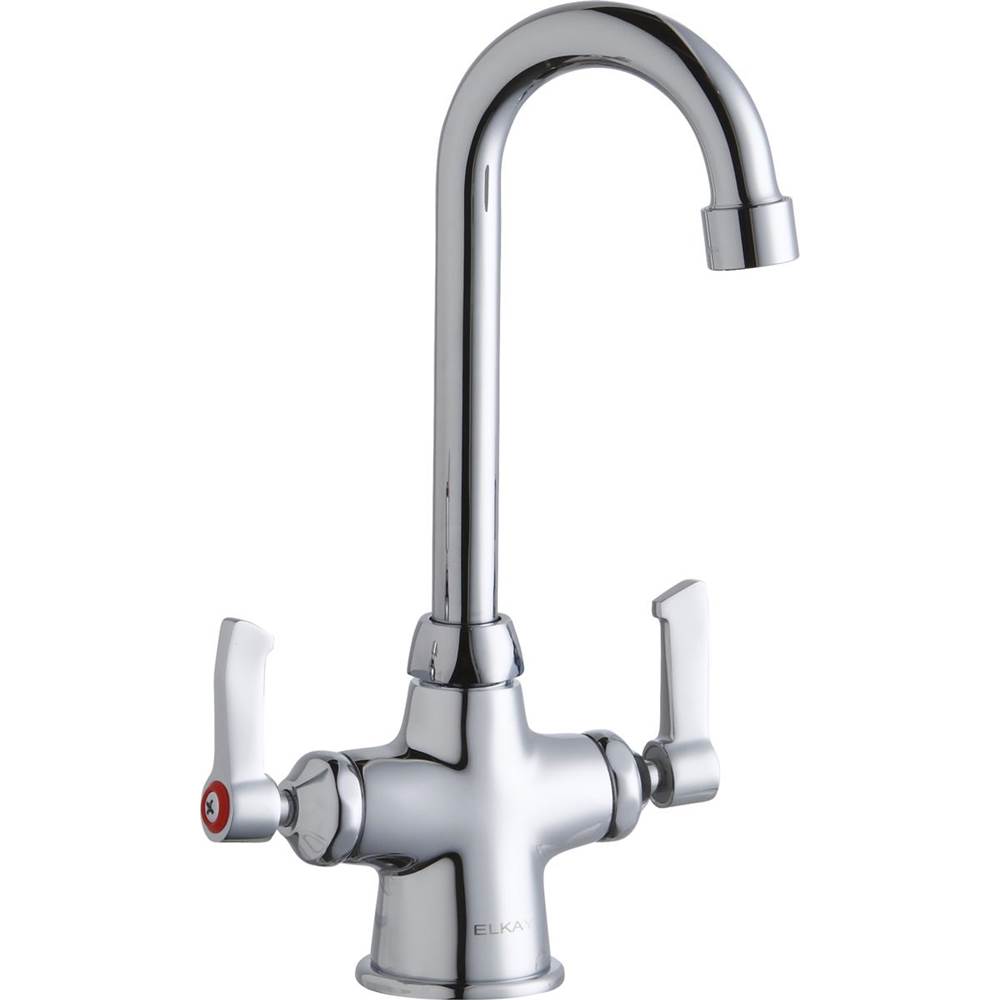 Elkay Single Hole with Concealed Deck Faucet with 4'' Gooseneck Spout 2'' Lever Handles Chrome