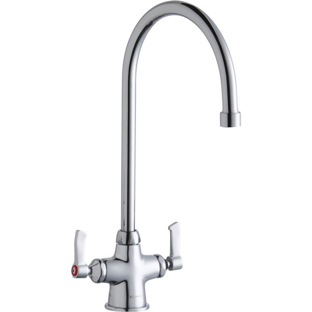 Elkay Single Hole with Concealed Deck Faucet with 8'' Gooseneck Spout 2'' Lever Handles Chrome