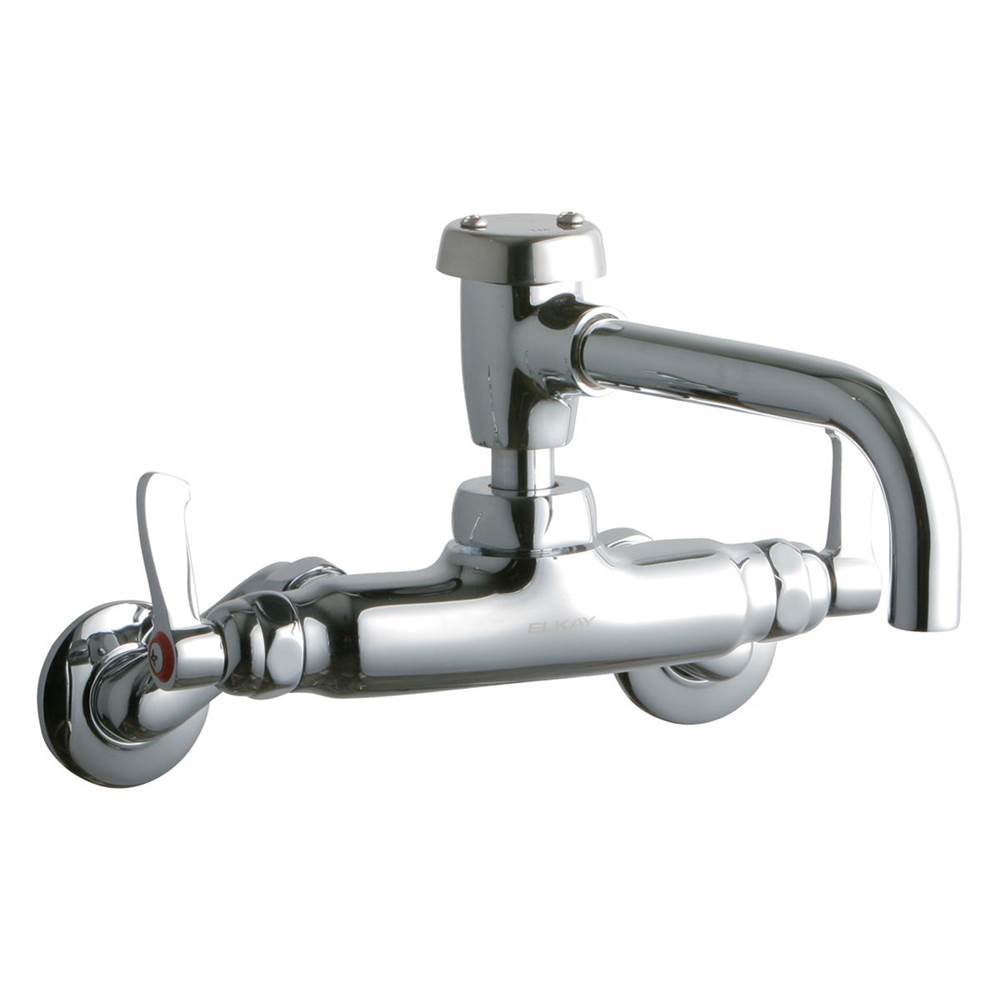 Elkay Foodservice 3-8'' Adjustable Centers Wall Mount Faucet w/7'' Vented Spout 2'' Lever Handles 2in Inlet Chrome