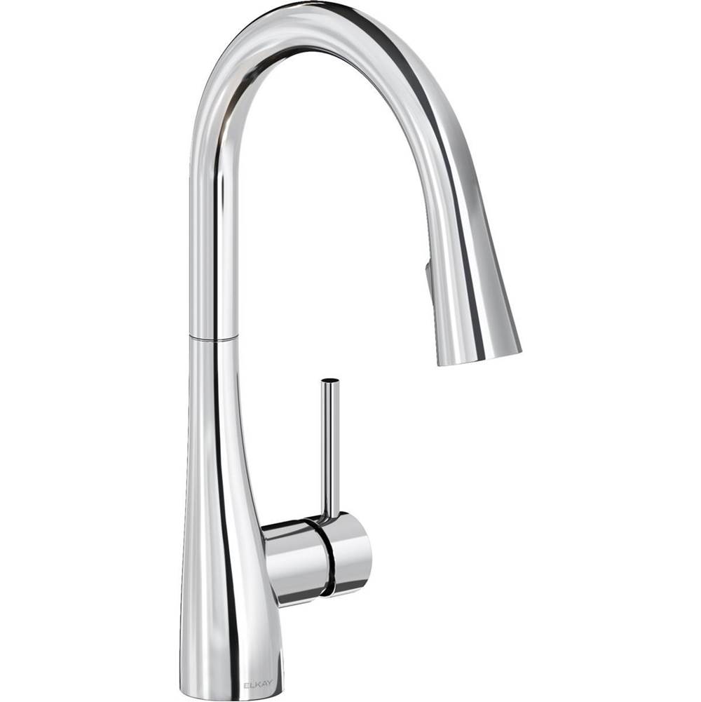 Elkay Gourmet Single Hole Kitchen Faucet with Pull-down Spray and Forward Only Lever Handle, Chrome