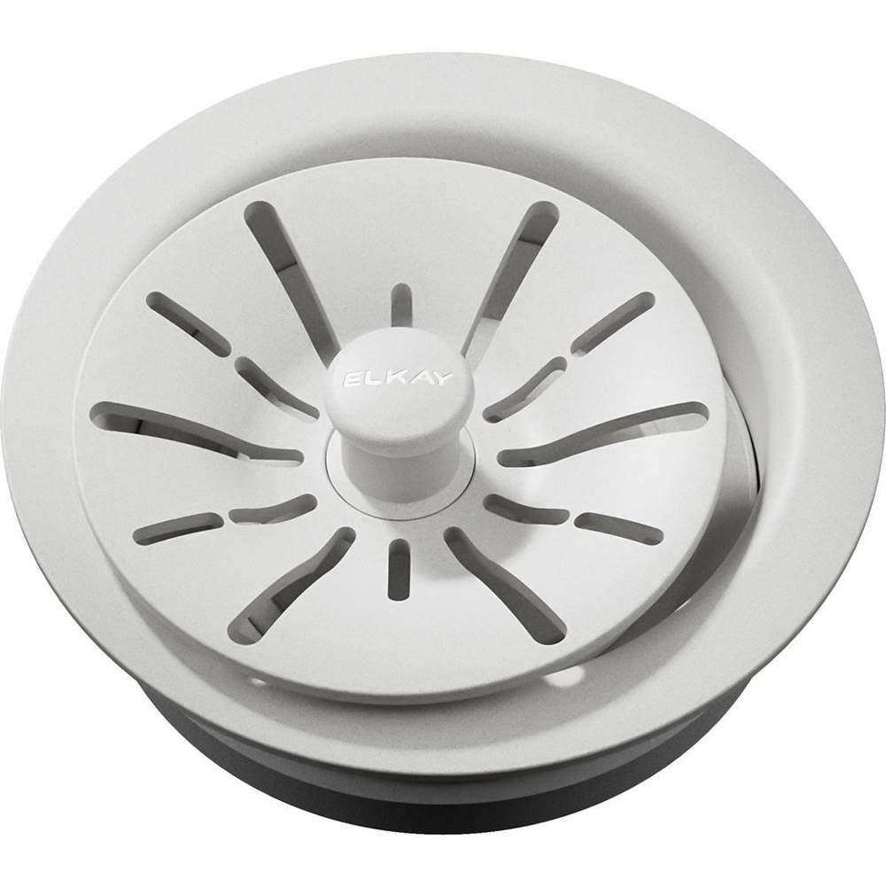 Elkay Quartz Perfect Drain 3-1/2'' Polymer Disposer Flange with Removable Basket Strainer and Rubber Stopper White