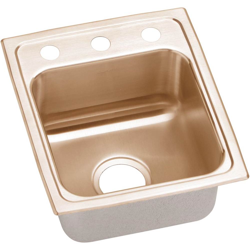 Elkay CuVerro Antimicrobial Copper 13'' x 16'' x 5-1/2'', 3-Hole Single Bowl Drop-in ADA Sink