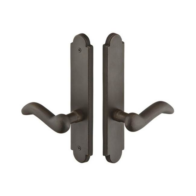 Emtek Multi Point C1, Non-Keyed Fixed Handle OS, Operating Handle IS, Arched Style, 2'' x 10'', Cody Lever, LH, MB