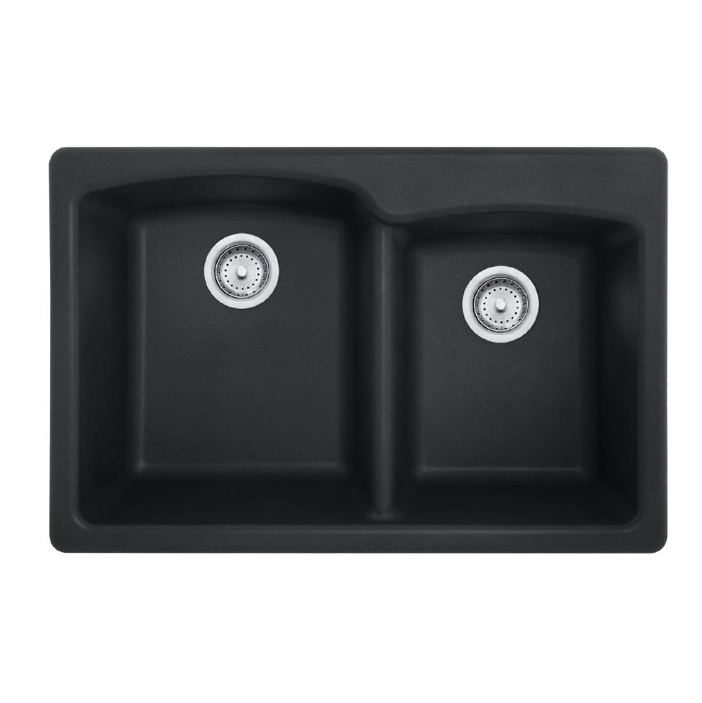 Franke Ellipse 33.0-in. x 22.0-in. Granite Dual Mount Double Bowl Kitchen Sink in Matte Black