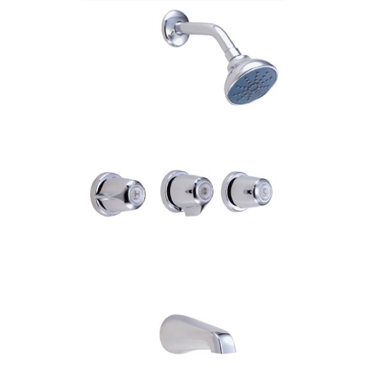 Gerber Plumbing Gerber Classics Three Metal Fluted Handle Threaded Escutcheon Tub & Shower Fitting with Sweat Connections & Threaded Spout 1.75gpm Chrome