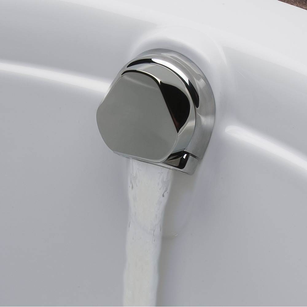 Geberit Geberit bathtub drain with TurnControl handle actuation and cascading tub filler inlet
