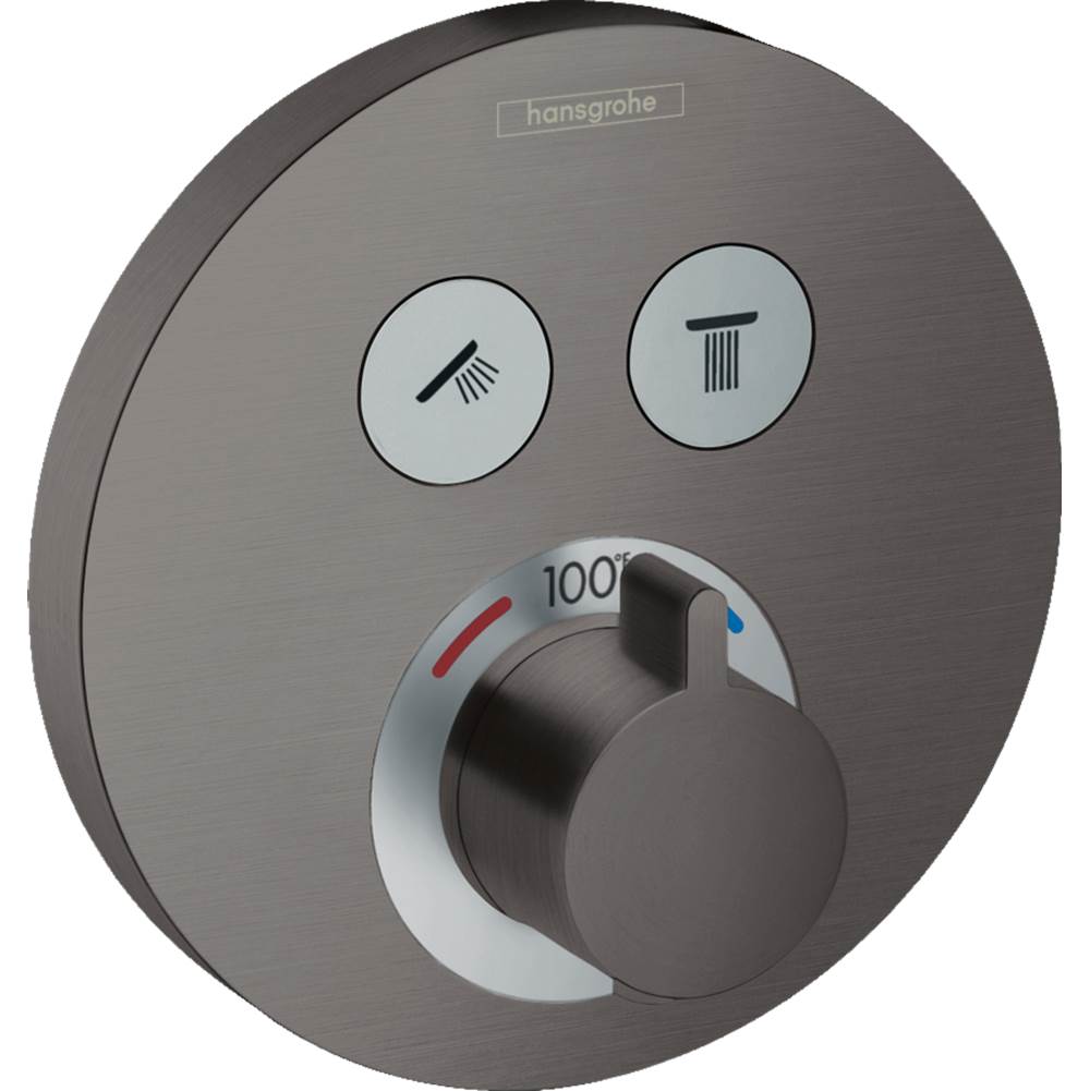Hansgrohe ShowerSelect S Thermostatic Trim for 2 Functions, Round in Brushed Black Chrome