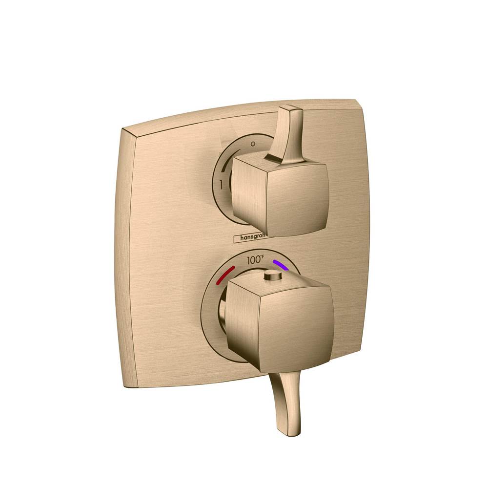 Hansgrohe Ecostat Classic Thermostatic Trim with Volume Control, Square in Brushed Bronze