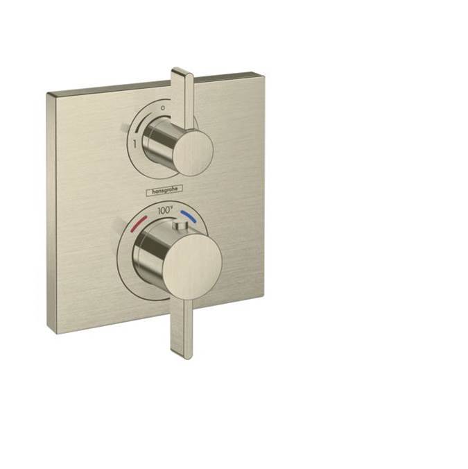 Hansgrohe Ecostat Square Thermostatic Trim with Volume Control and Diverter in Brushed Nickel