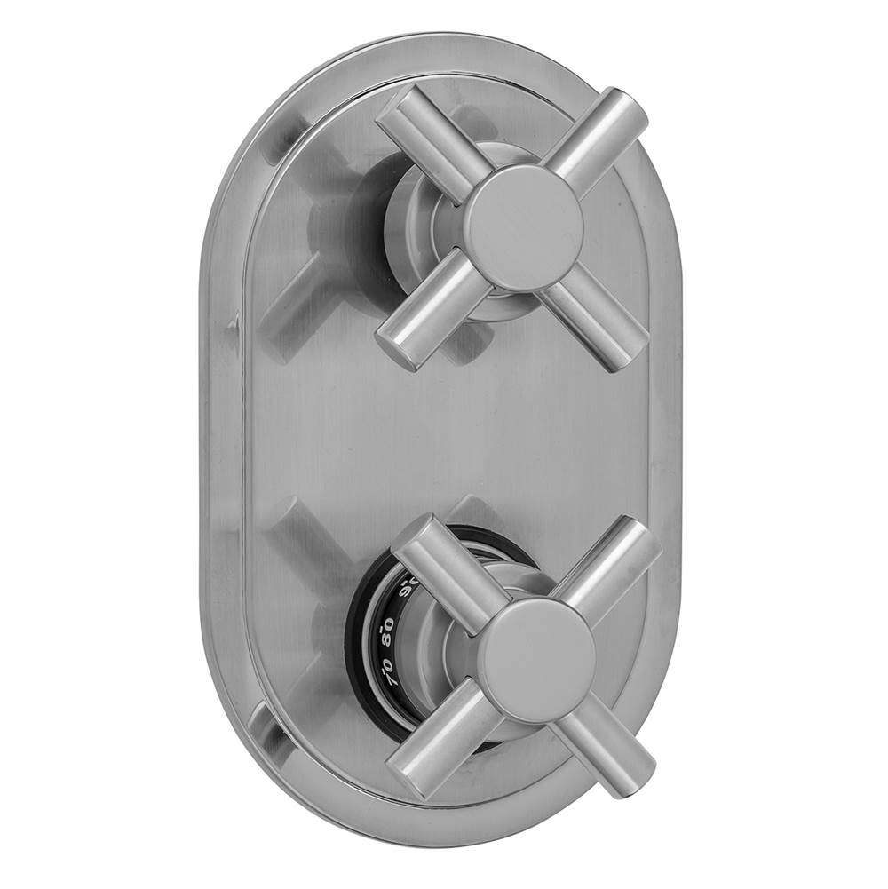 Jaclo Oval Plate with Contempo Cross Thermostatic Valve with Contempo Cross Built-in 2-Way Or 3-Way Diverter/Volume Controls (J-TH34-686 / J-TH34-687 / J-TH34-688 / J-TH34-689)