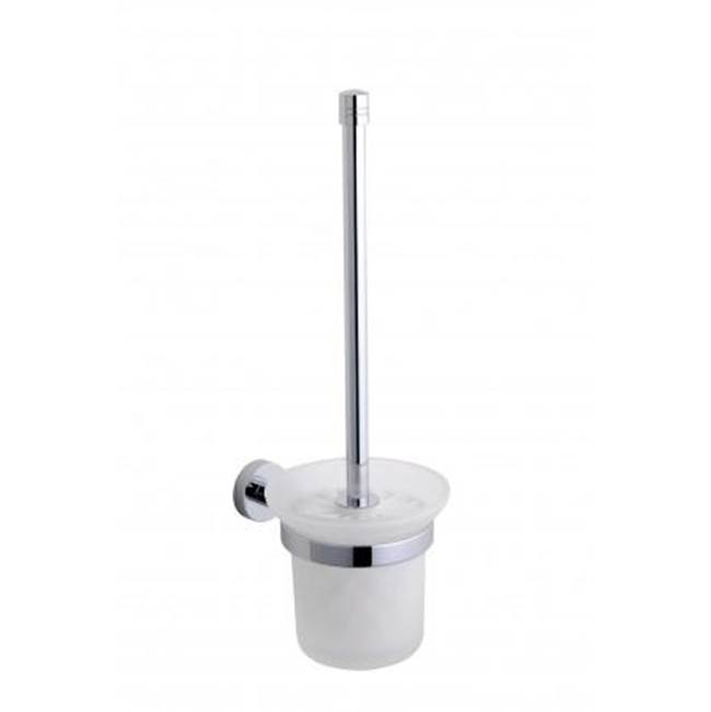 Kartners OSLO - Wall Mounted Toilet Brush Set with Frosted Glass-Brushed Gold