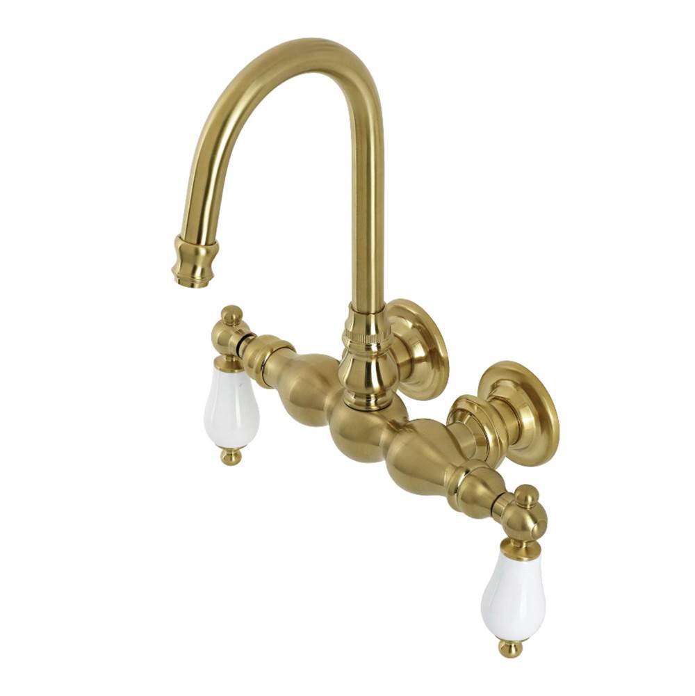 Kingston Brass Aqua Vintage 3-3/8 Inch Wall Mount Tub Faucet, Brushed Brass