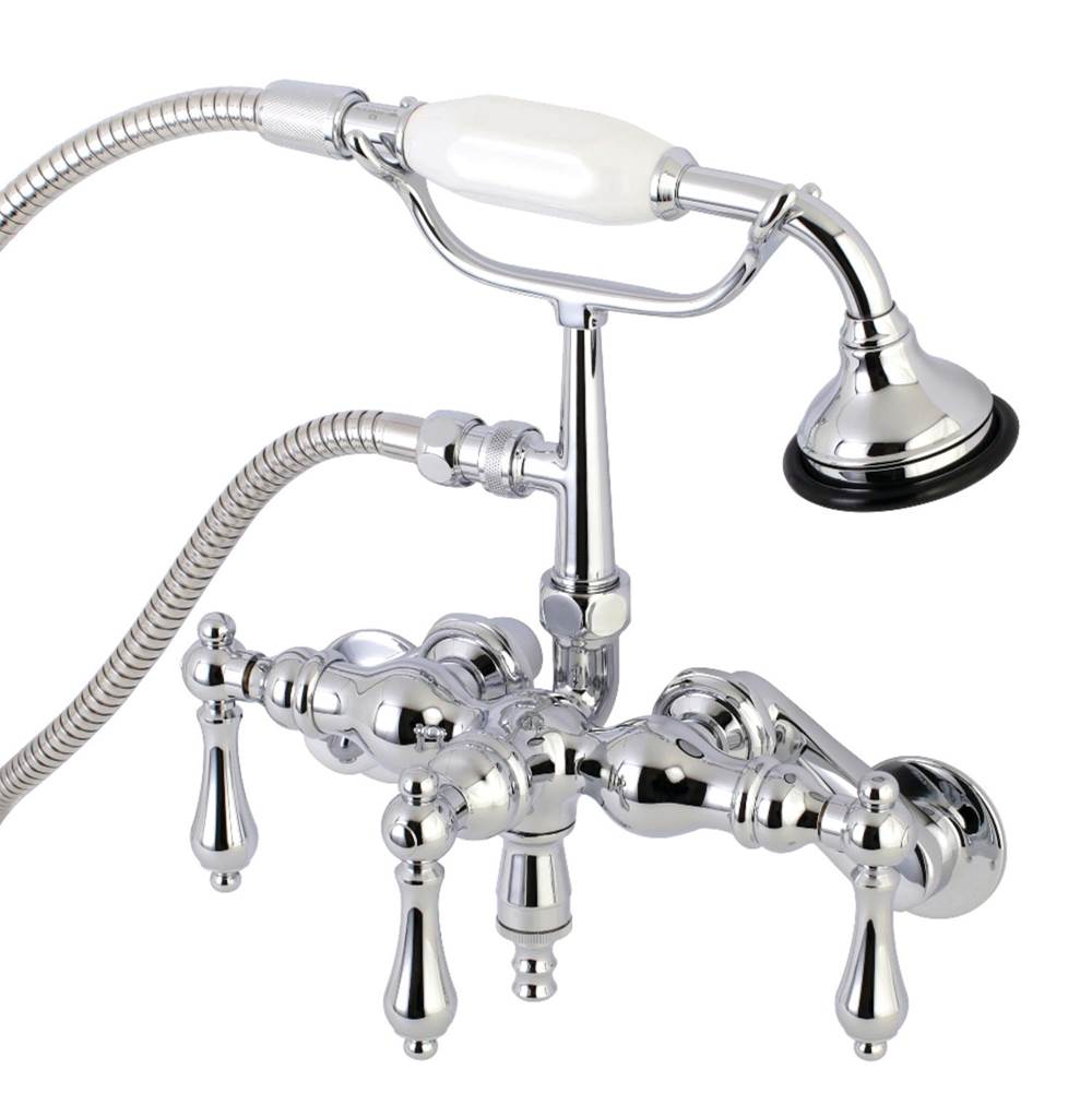 Kingston Brass Aqua Vintage 3-3/8 Inch Adjustable Wall Mount Clawfoot Tub Faucet with Hand Shower, Polished Chrome