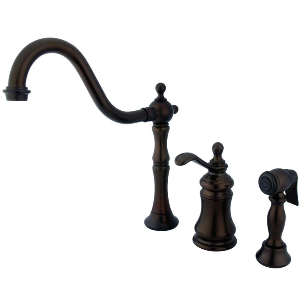 Kingston Brass Templeton Single-Handle Widespread Kitchen Faucet with Brass Sprayer, Oil Rubbed Bronze