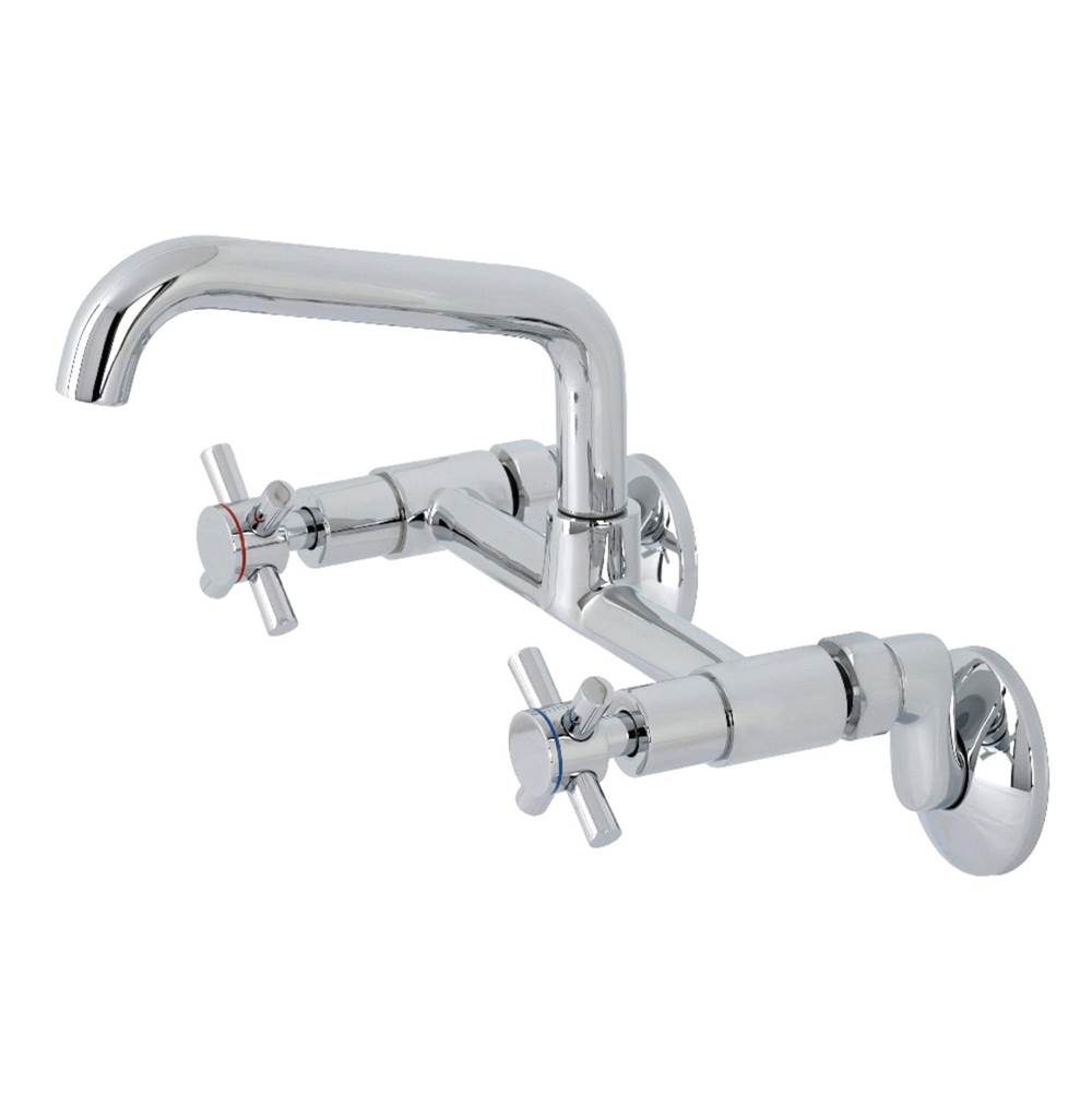 Kingston Brass Concord Two-Handle Wall-Mount Kitchen Faucet, Polished Chrome
