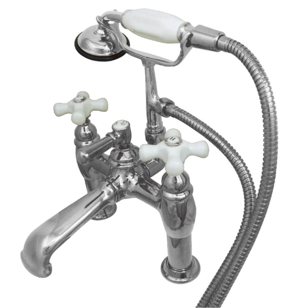 Kingston Brass Vintage 7-Inch Deck Mount Tub Faucet with Hand Shower, Polished Chrome