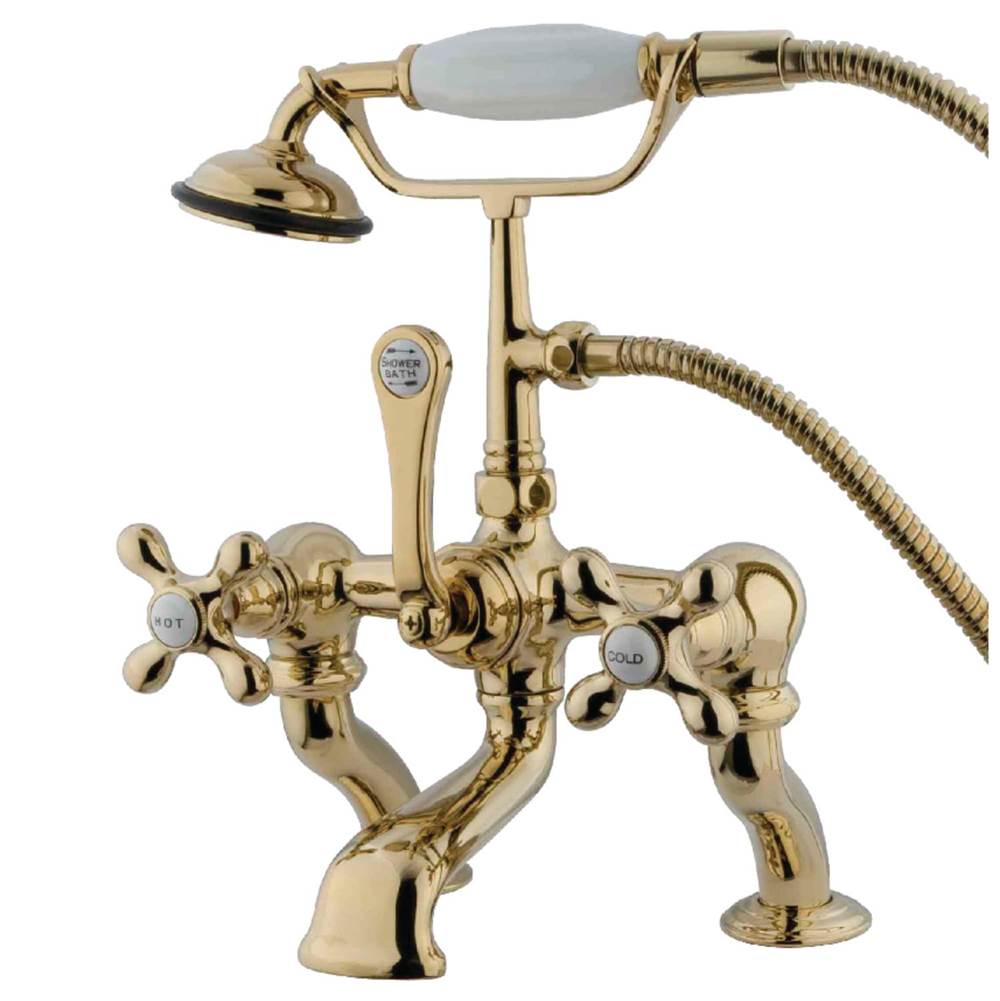 Kingston Brass Vintage 7-Inch Deck Mount Tub Faucet with Hand Shower, Polished Brass