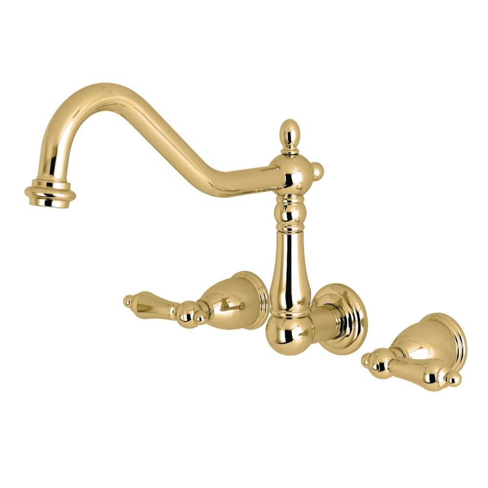 Kingston Brass Heritage Wall Mount Kitchen Faucet, Polished Brass