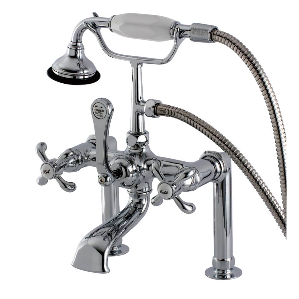 Kingston Brass Aqua Vintage French Country Deck Mount Clawfoot Tub Faucet, Polished Chrome
