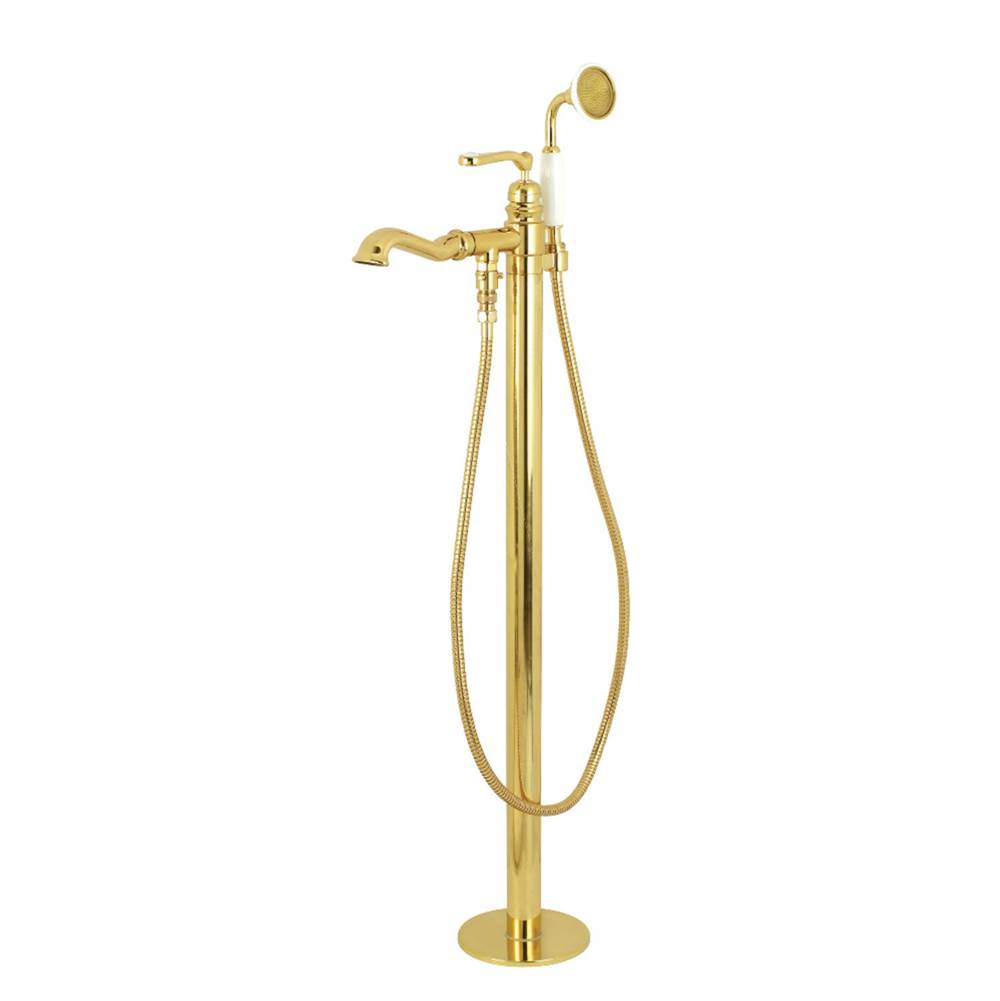 Kingston Brass Royale Freestanding Tub Faucet with Hand Shower, Polished Brass