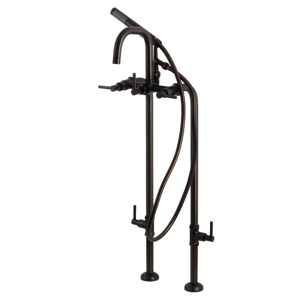 Kingston Brass Aqua Vintage Concord Freestanding Tub Faucet with Supply Line, Stop Valve, Oil Rubbed Bronze