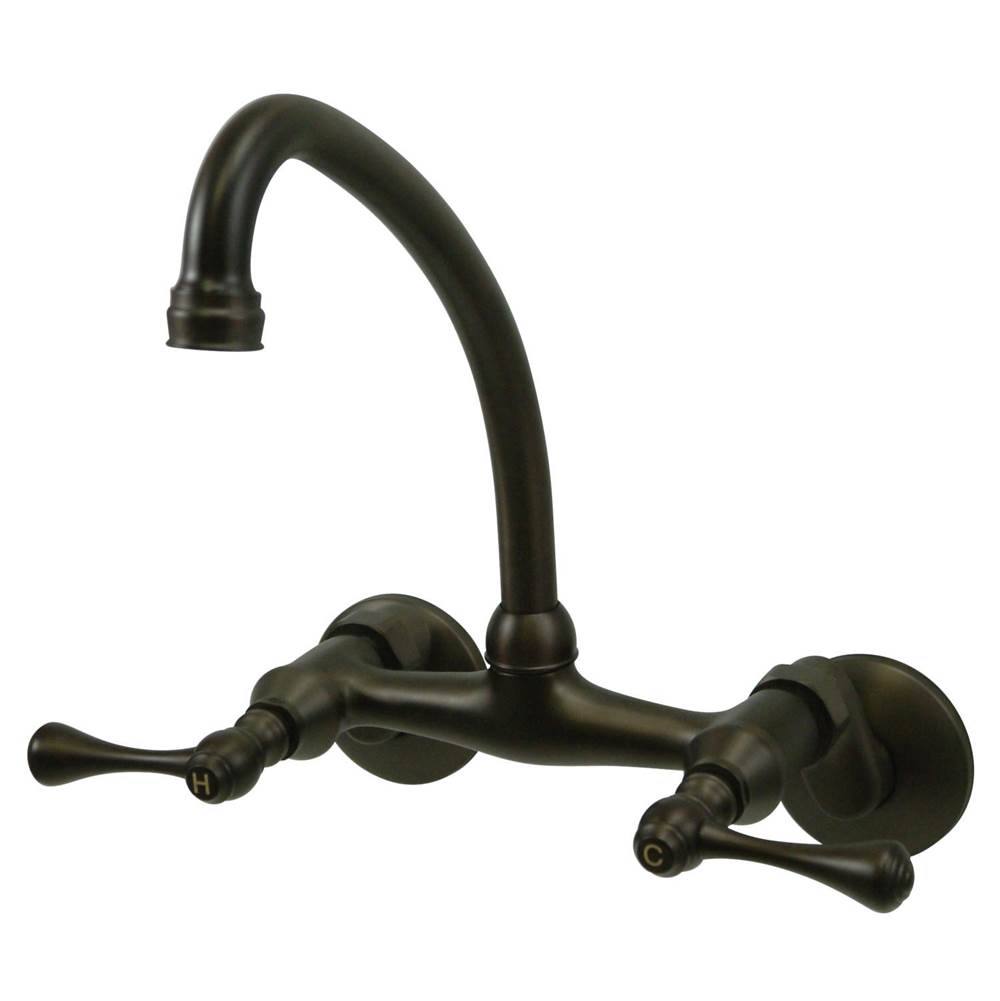 Kingston Brass Kingston Two Handle Wall Mount Kitchen Faucet, Oil Rubbed Bronze