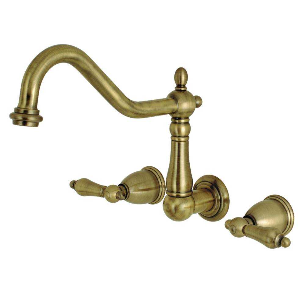 Kingston Brass Heritage Wall Mount Kitchen Faucet, Antique Brass