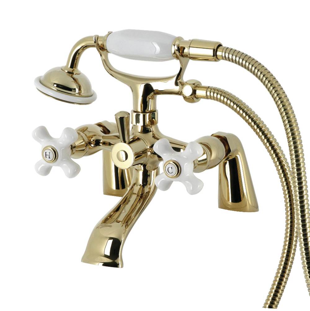 Kingston Brass Kingston Brass KS267PXPB Kingston Deck Mount Clawfoot Tub Faucet with Hand Shower, Polished Brass