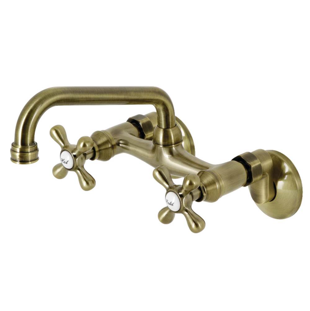 Kingston Brass Kingston Two Handle Wall Mount Kitchen Faucet, Antique Brass