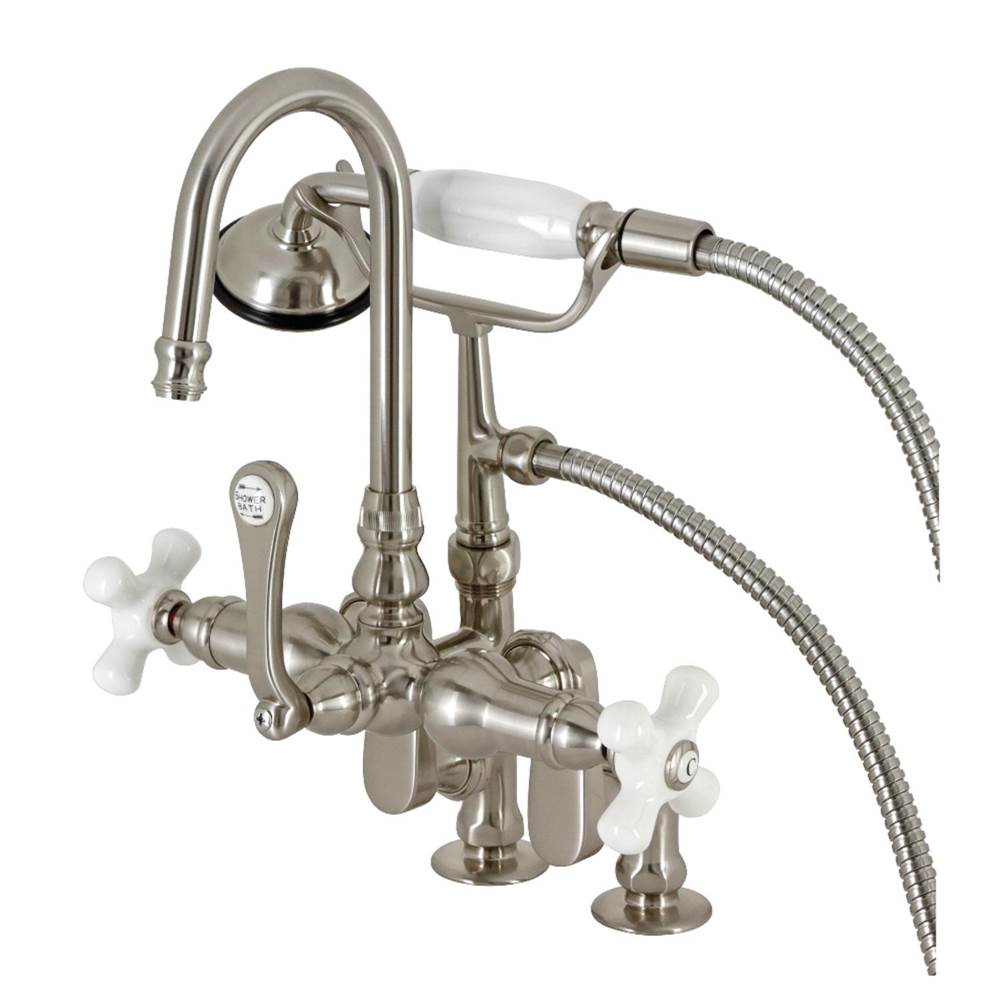 Kingston Brass Clawfoot Tub Faucet with Hand Shower, Brushed Nickel