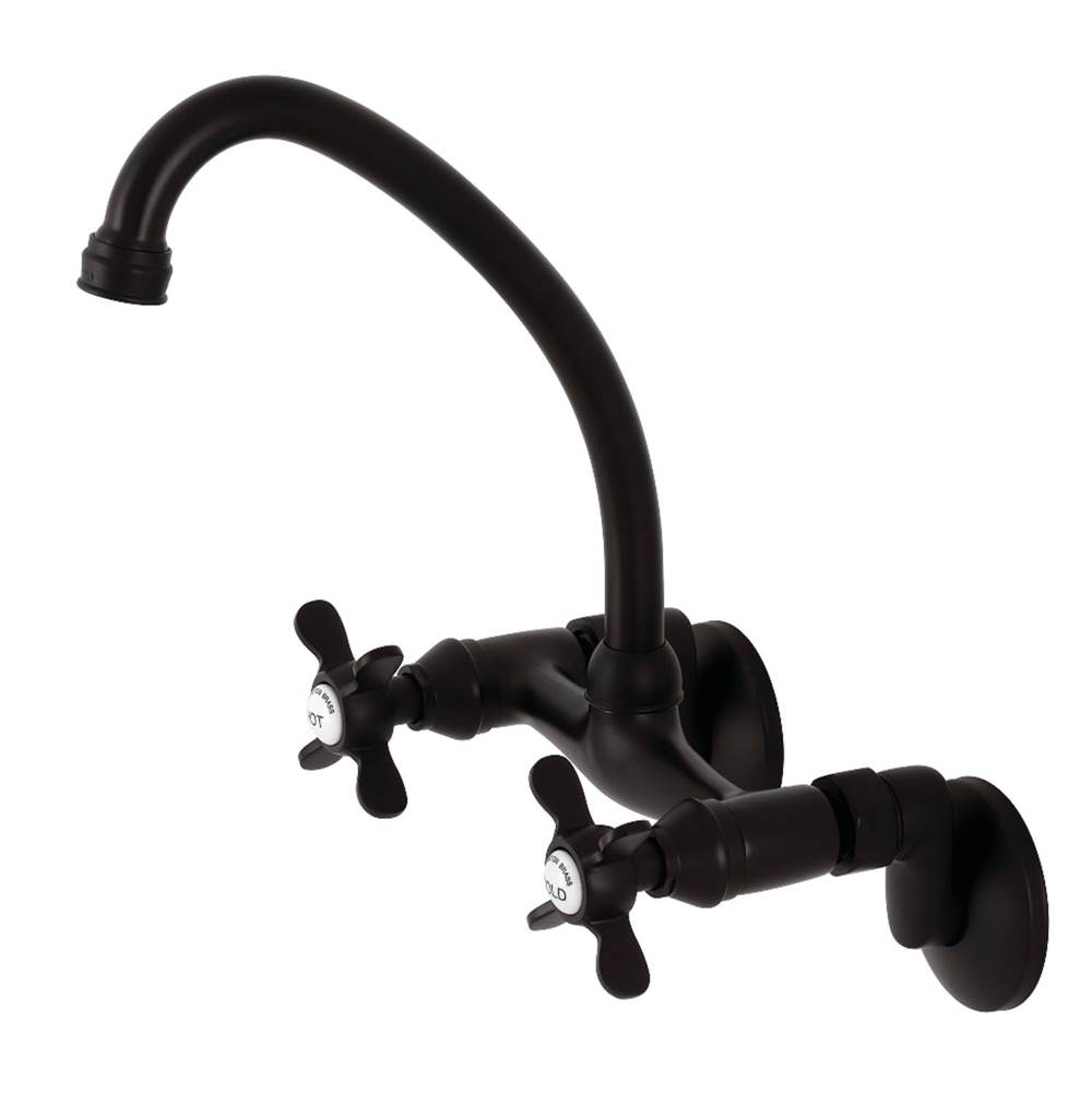 Kingston Brass Essex Two Handle Wall Mount Kitchen Faucet, Oil Rubbed Bronze