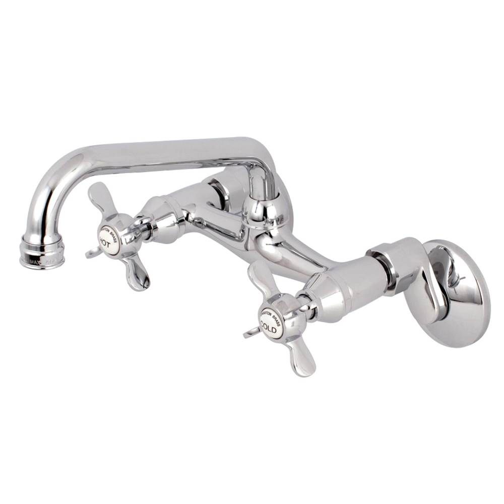 Kingston Brass Essex Two Handle Wall Mount Kitchen Faucet, Polished Chrome