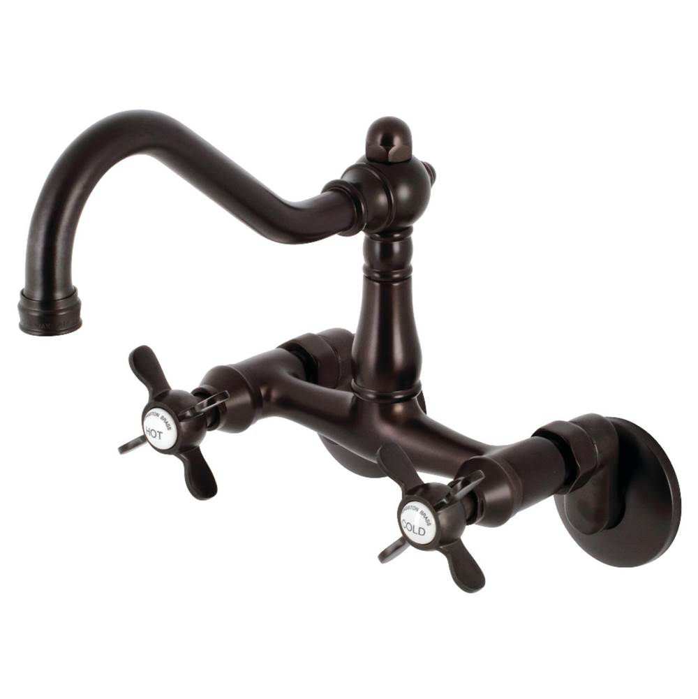 Kingston Brass 6-Inch Adjustable Center Wall Mount Kitchen Faucet, Oil Rubbed Bronze