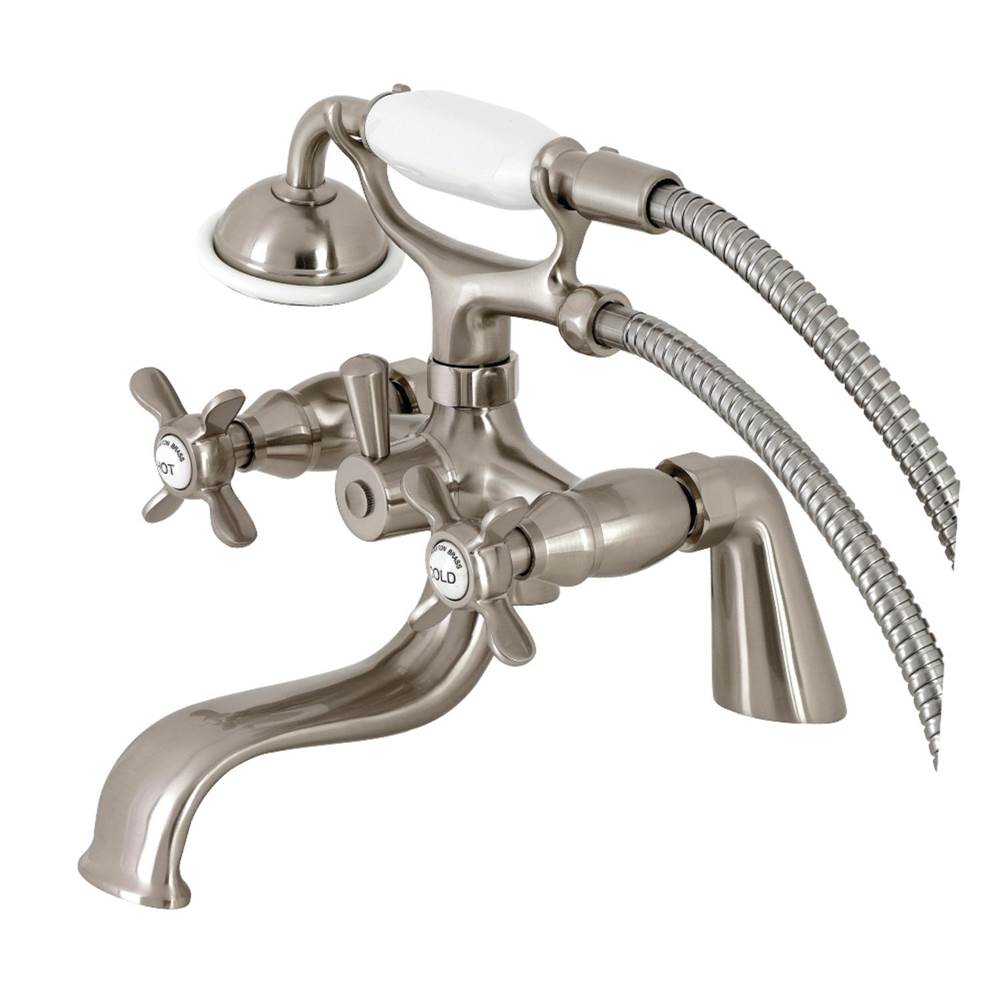 Kingston Brass Essex Deck Mount Clawfoot Tub Faucet with Hand Shower, Brushed Nickel