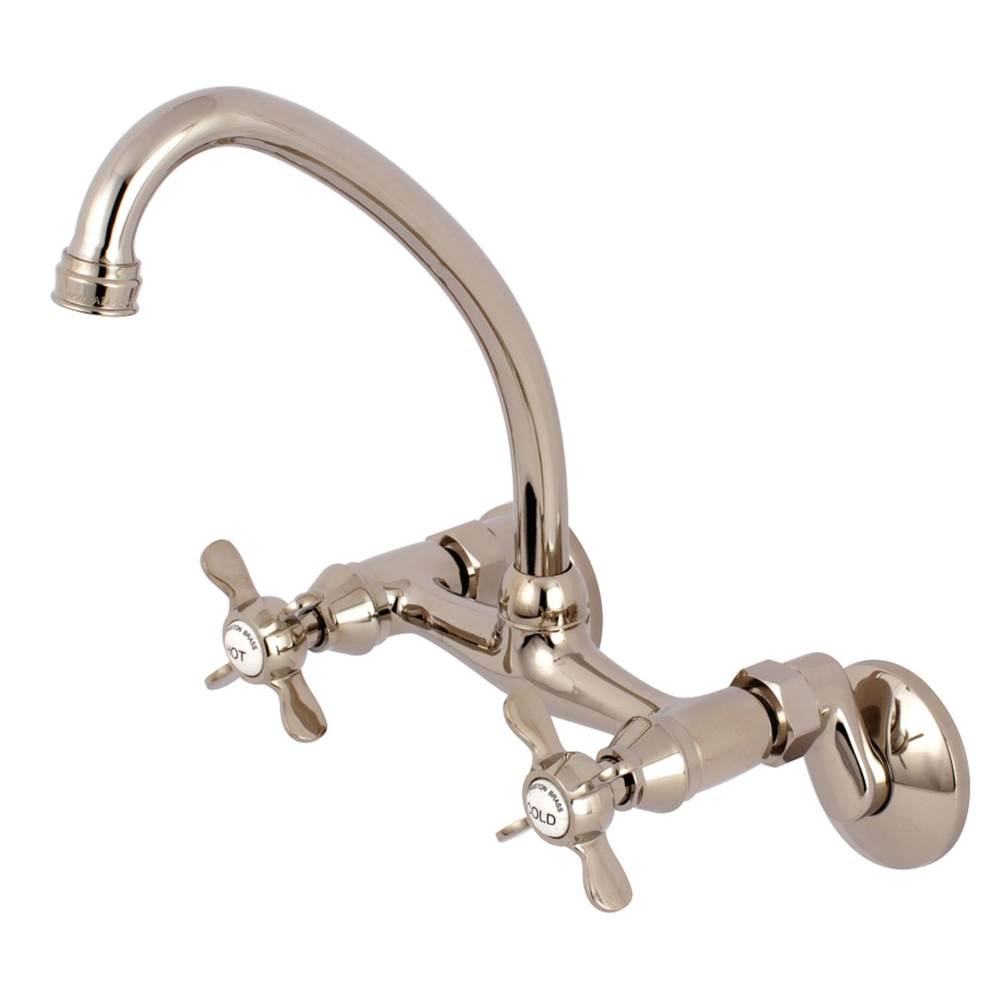 Kingston Brass Essex Two Handle Wall Mount Kitchen Faucet, Polished Nickel