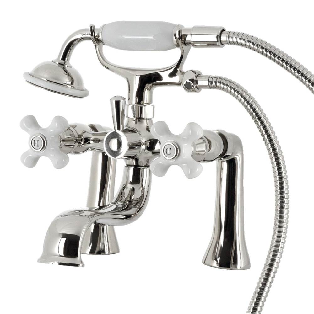 Kingston Brass Kingston Brass KS228PXPN Kingston Deck Mount Clawfoot Tub Faucet with Hand Shower, Polished Nickel