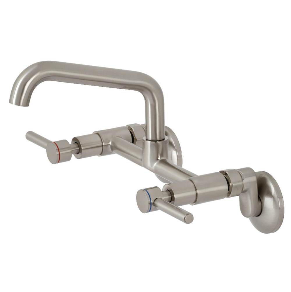 Kingston Brass Concord Two-Handle Wall-Mount Kitchen Faucet, Brushed Nickel