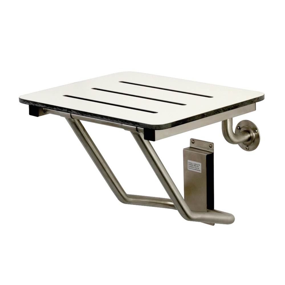 Kingston Brass Adascape 18'' x 16'' Wall Mount Fold Down Shower Seat, Brushed Stainless Steel