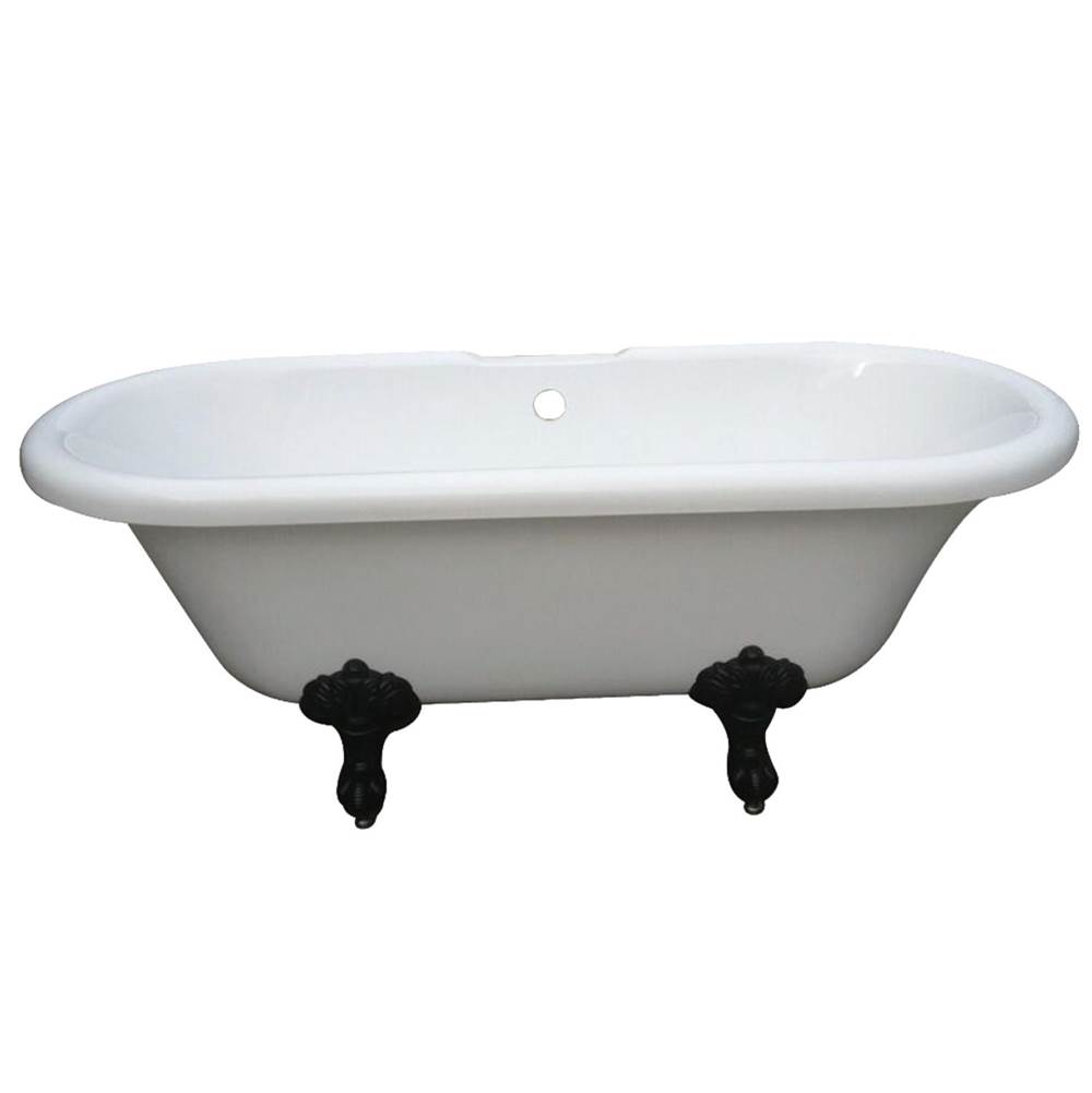 Kingston Brass Aqua Eden 67-Inch Acrylic Double Ended Clawfoot Tub with 7-Inch Faucet Drillings, White/Oil Rubbed Bronze
