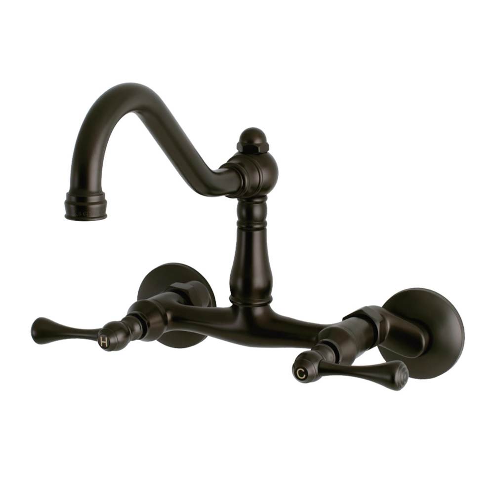 Kingston Brass Vintage 6'' Adjustable Center Wall Mount Kitchen Faucet, Oil Rubbed Bronze