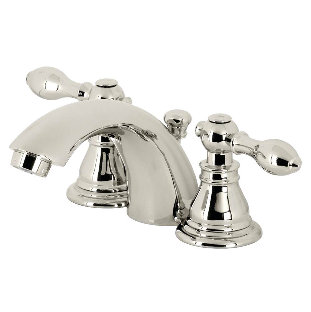 Kingston Brass American Classic Mini-Widespread Bathroom Faucet with Plastic Pop-Up, Polished Nickel