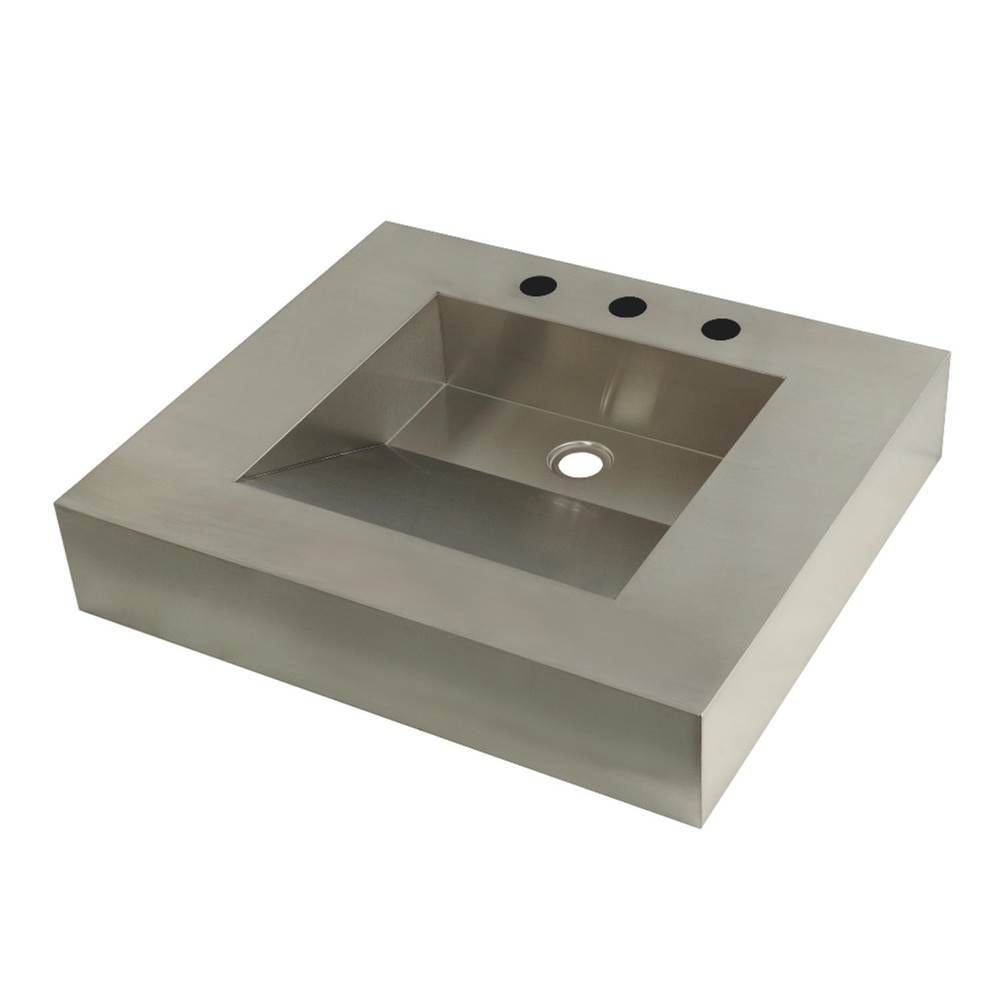 Kingston Brass Fauceture 25'' x 22'' Stainless Steel Bathroom Sink, Brushed