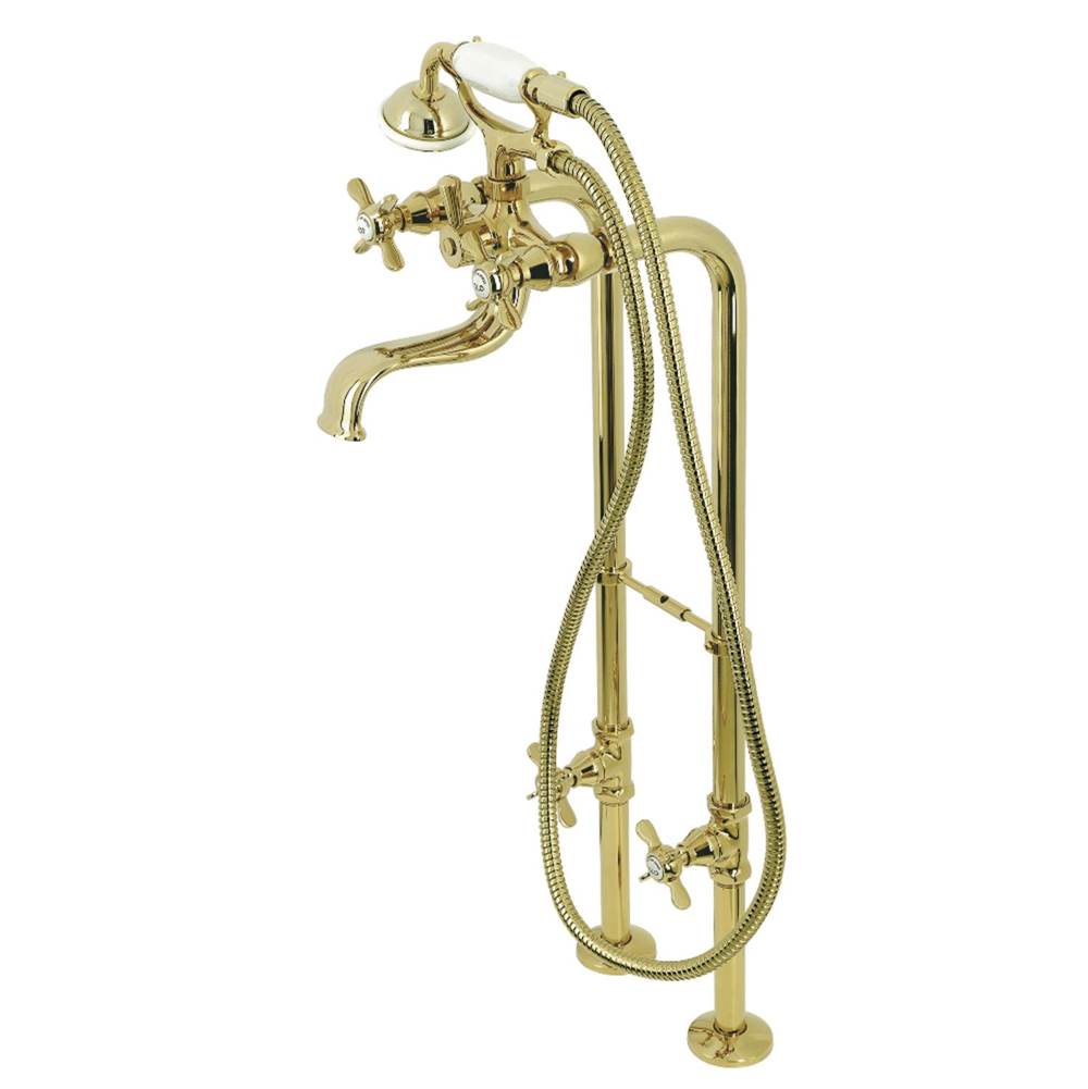 Kingston Brass Essex Freestanding Clawfoot Tub Faucet Package with Supply Line, Polished Brass