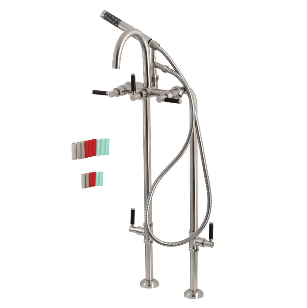 Kingston Brass Aqua Vintage Concord Freestanding Tub Faucet with Supply Line, Stop Valve, Brushed Nickel