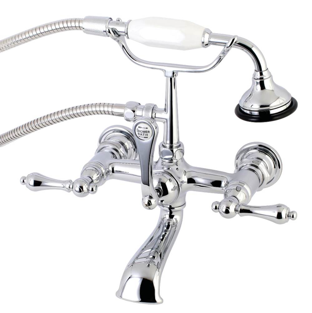 Kingston Brass Aqua Vintage 7-Inch Wall Mount Tub Faucet with Hand Shower, Polished Chrome