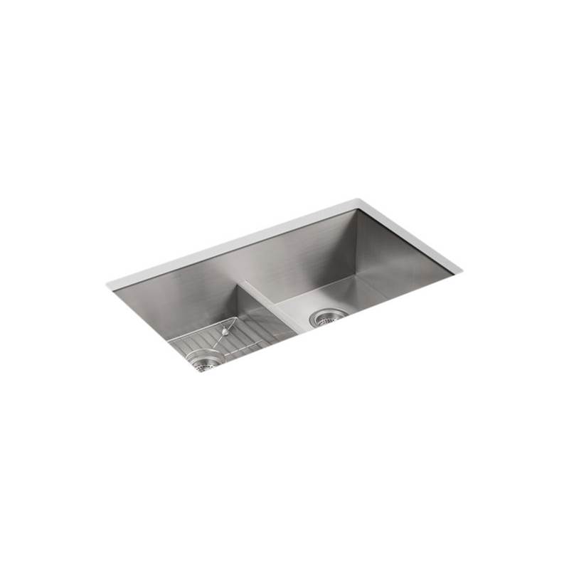 Kohler Vault™ 33'' x 22'' x 9-5/16'' Smart Divide® top-mount/undermount double-equal bowl kitchen sink with 3 faucet holes